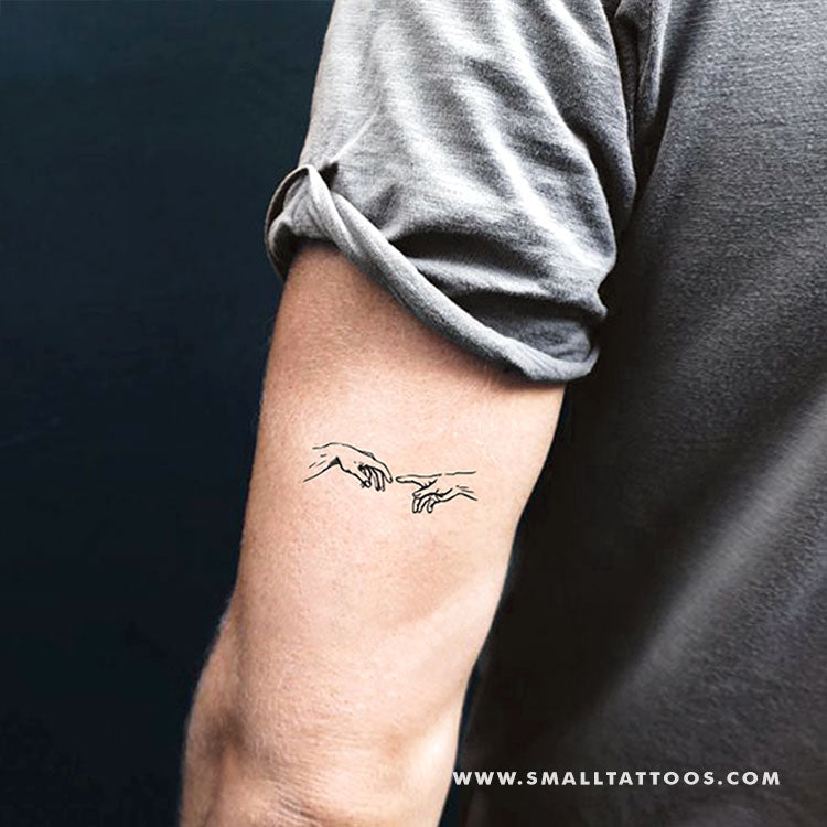 Minimalist Creation of Adam Hands Temporary Tattoo (Set of 3) – Small Tattoos
